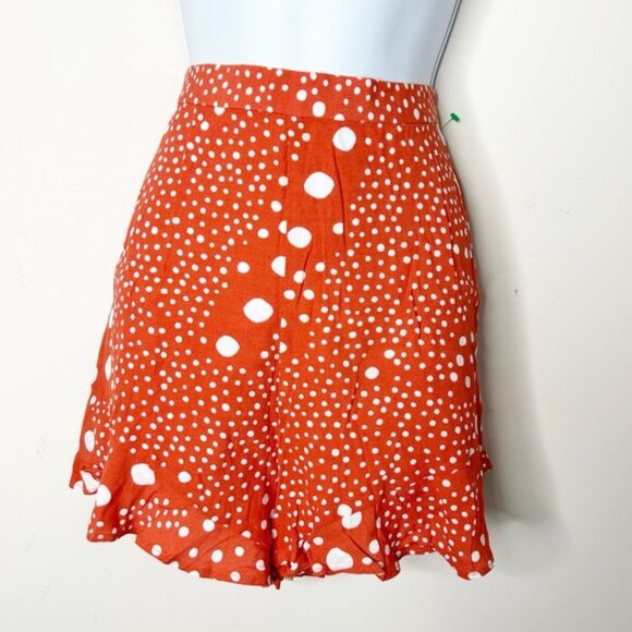 Anthropologie Fifth Label Peppers Shorts high rise waist Polka Dots Ruffles Red - Picture 4 of 16
